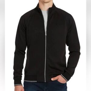 Robert Graham Black Zip Up Sweater with High Collar